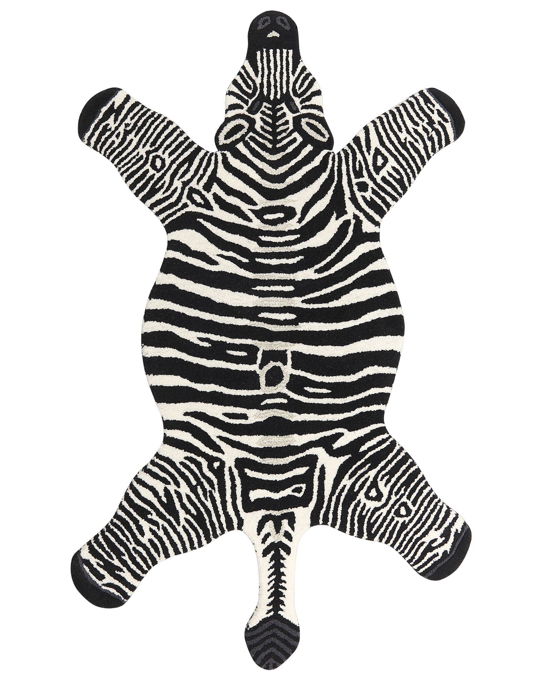 Vlněný dětský koberec ve tvaru zebry 100 x 160 cm bílý/černý MARTY_873986