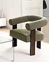Armchair ILBRO Boucle Green/ Dark Brown