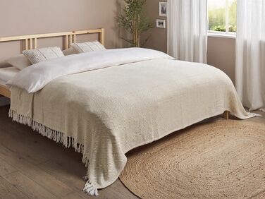 Cotton Bedspread 220 x 240 cm Light Beige TOUTLI