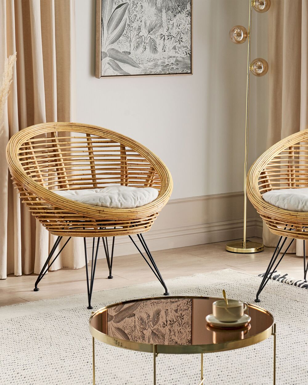 Rattan Chair Noelie Rattan Lounge Chair With Black Cushion | CB2