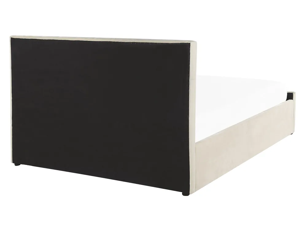 Bett mit Stauraum AMIENS Samtstoff Hellbeige 140 x 200 cm_791220