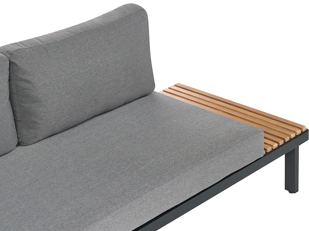Garden Corner Sofa with Table 5 Seater FIVIZZANO Acacia Wood Dark Grey_1158801