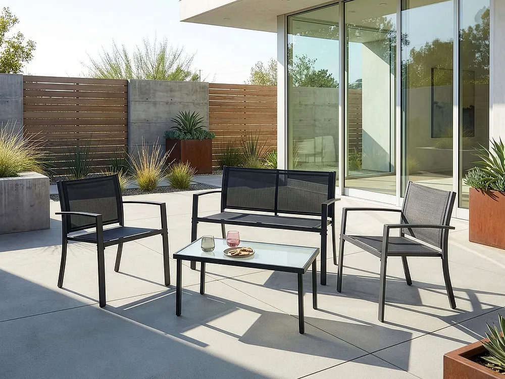 Lounge Set mit Tisch 4-Sitzer TAVOLETO Metall Dunkelgrau_1154554