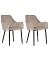 Set of 2 Dining Chairs WELLSTON Velvet Taupe