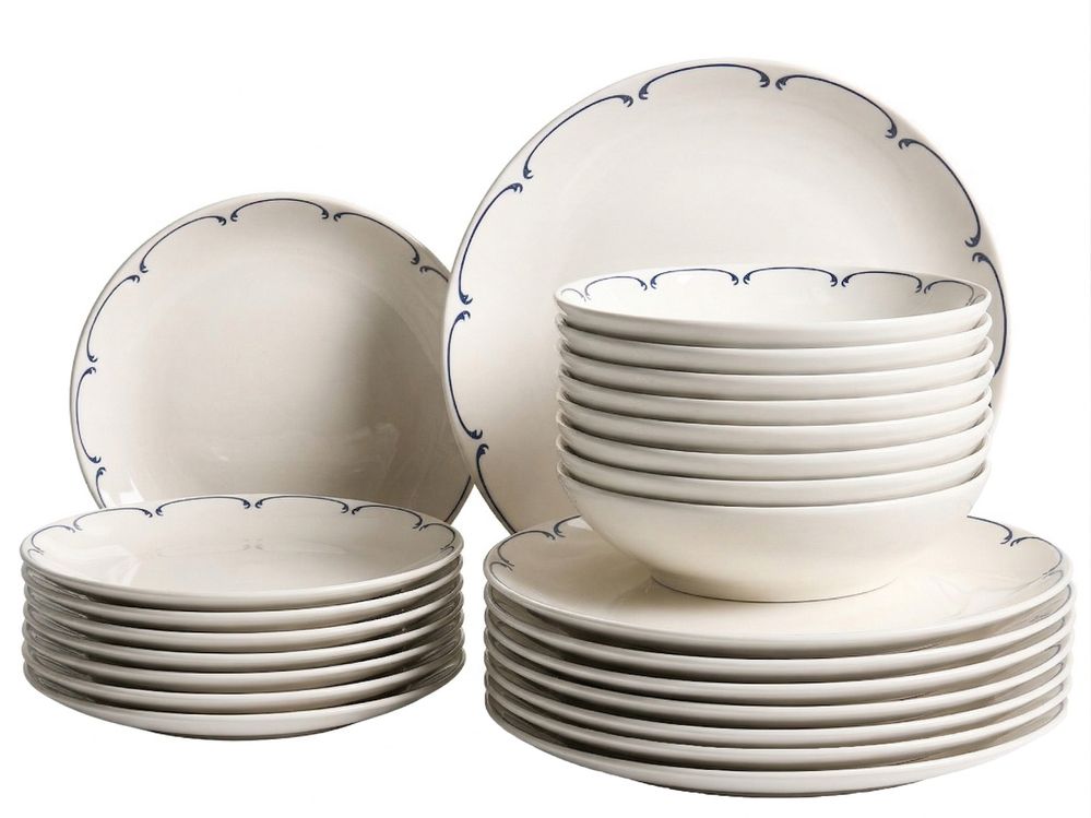 Zastawa stołowa 24-częściowa CHAROLI Porcelana Biały/ niebieski