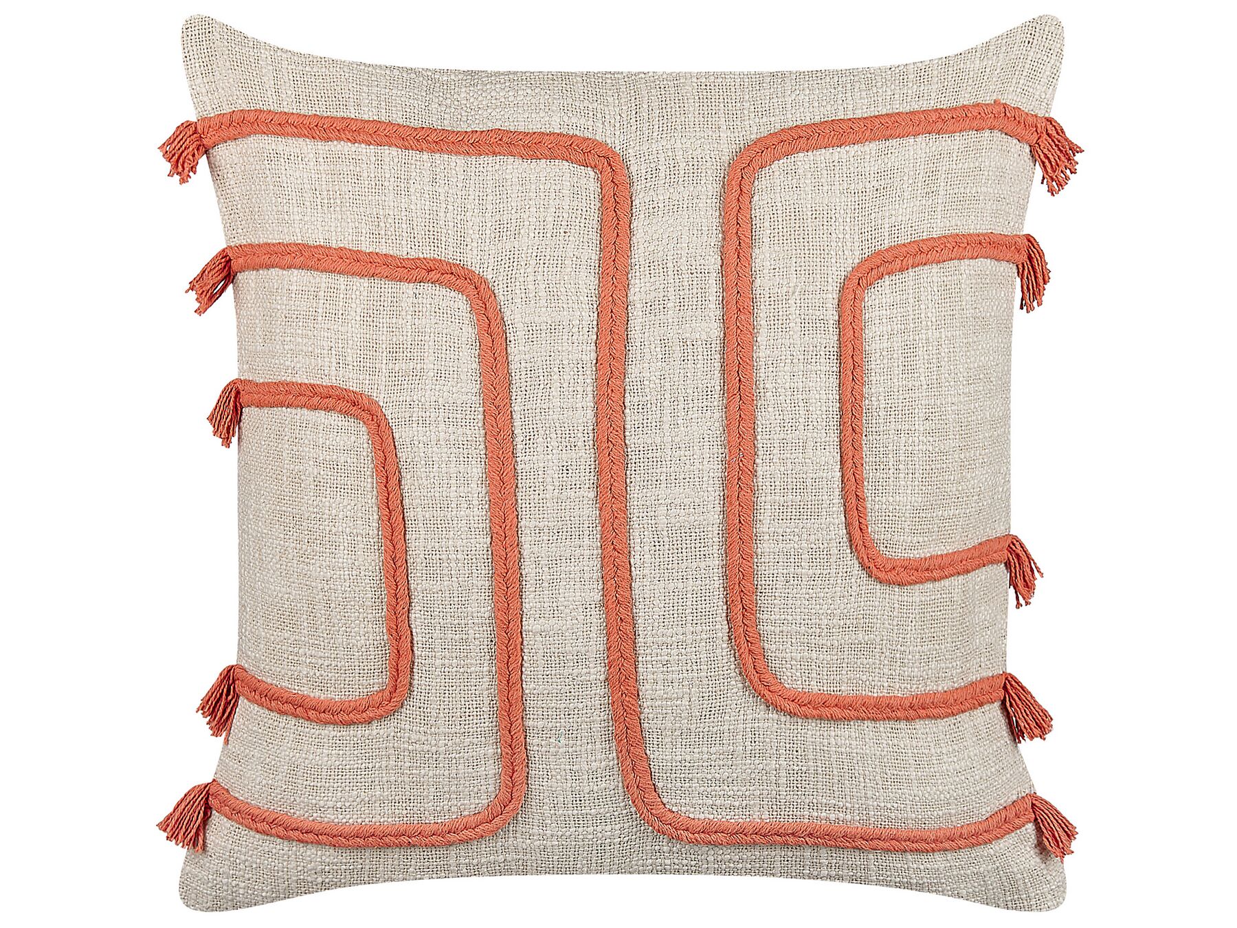 Coussin en coton beige et orange 45 x 45 cm PLEIONE_840348