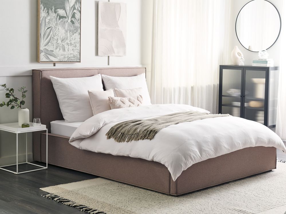 Ottoman Bed MOISSAC Fabric Taupe 160 x 200 cm (EU King Size)