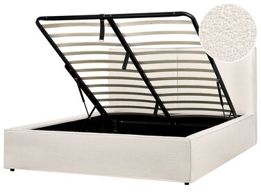 Boucle EU King Size Ottoman Bed Off-White MOISSAC