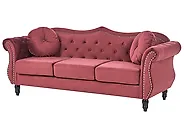 Sofa dla 3 osób SKIEN Welur Bordowy_1170543