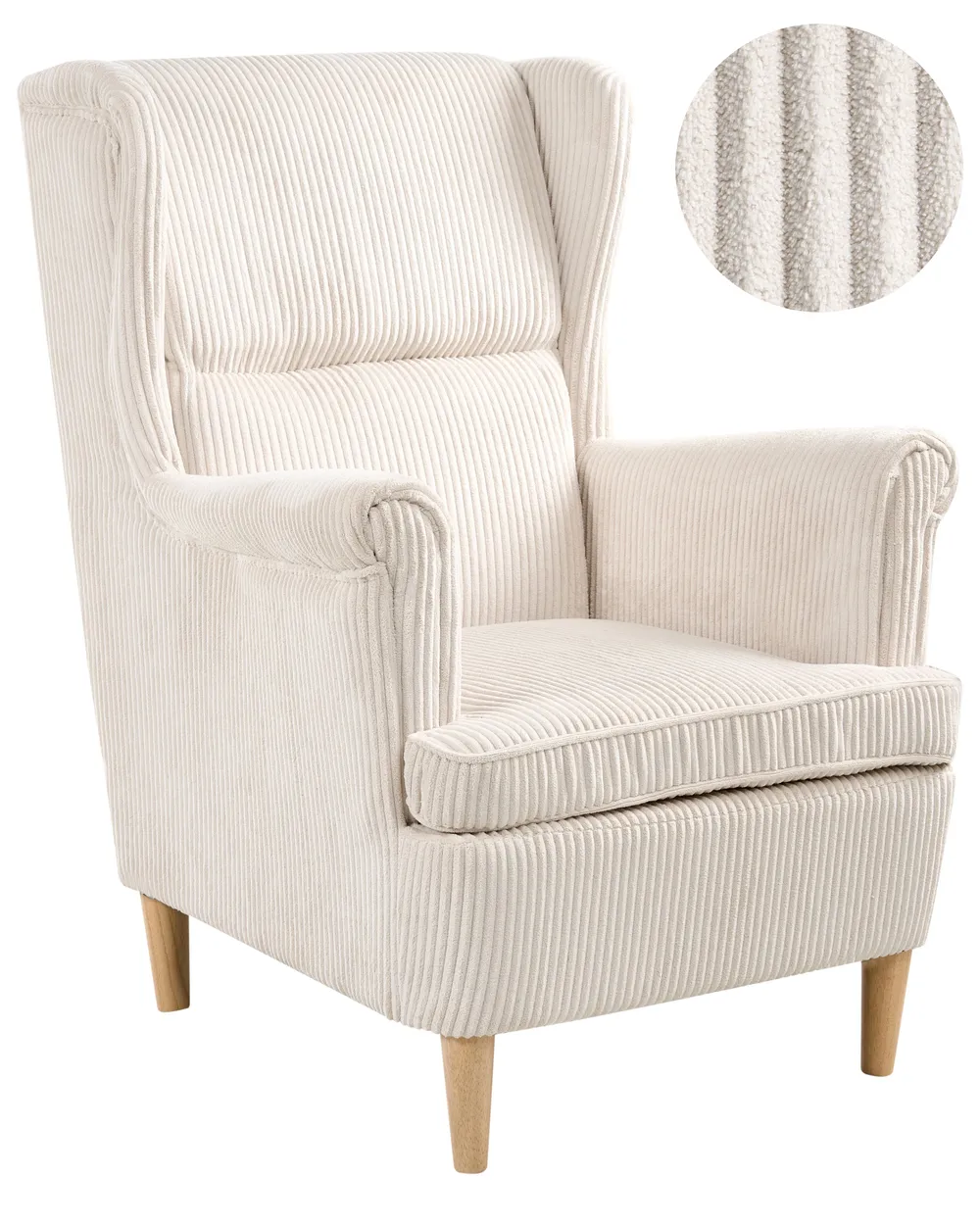 Wingback Chair ABSON Corduroy Light Beige