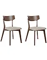 Set of 2 Dining Chairs HOLLY Wood Brown/ Beige