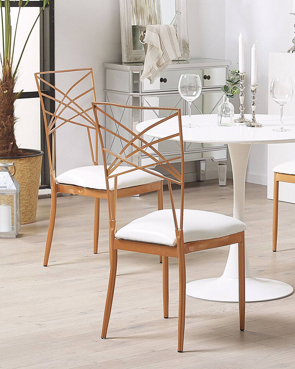 Set of 2 Dining Chairs GIRARD Metal Rose Gold Beliani