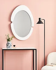 Wandspiegel MASSAY 53 cm x 90 cm Samtstoff Weiß_1191416