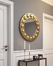 Wall Mirror ANHELO 63 cm 63 cm Glass Gold_1182533