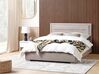Zamatová posteľ s úložným priestorom 180 x 200 cm sivobéžová ROUEN_843850