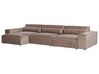 Soffa med schäslong 3-sits modulär tyg brun HELLNAR_912268