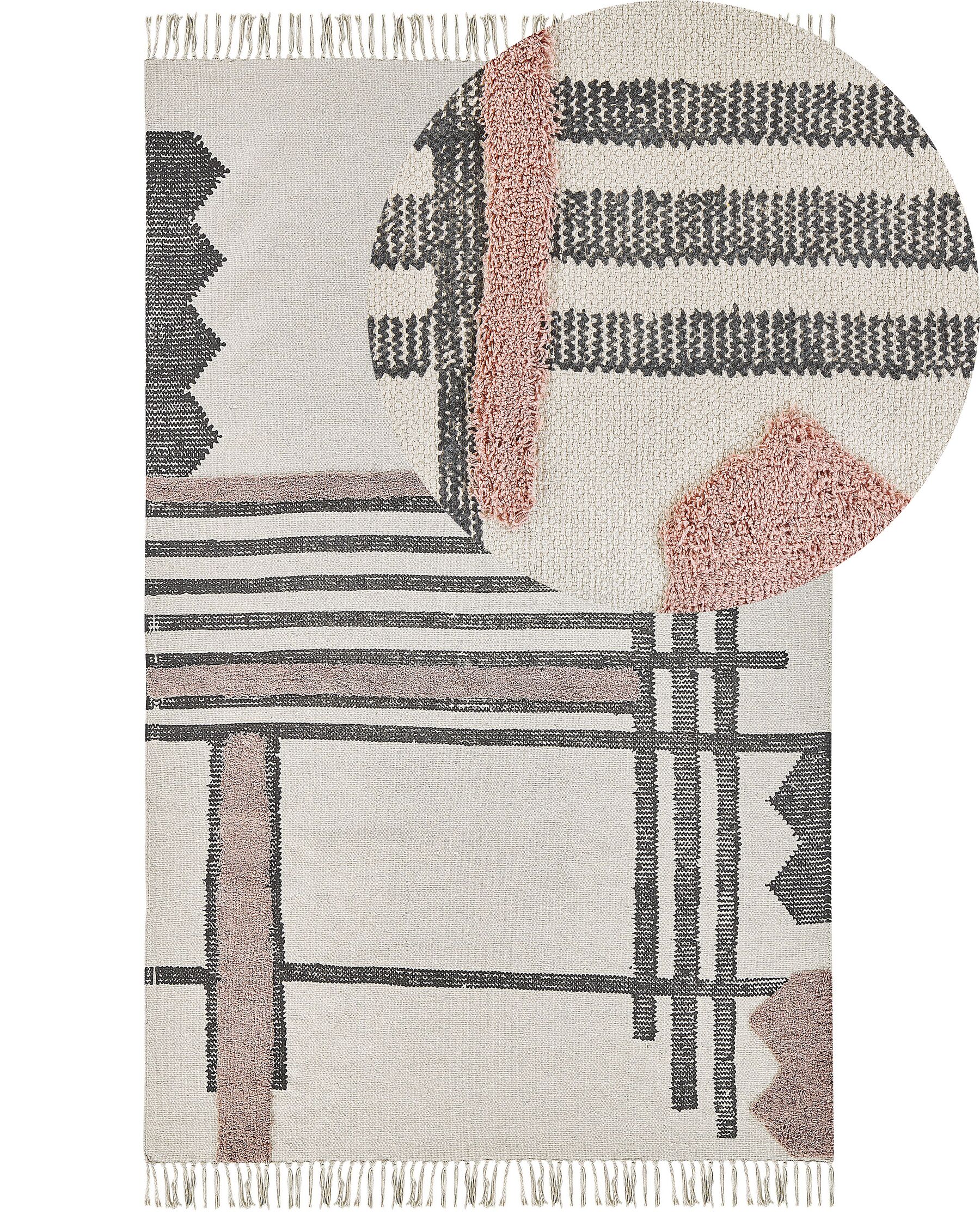 Fekete és bézs pamutszőnyeg 140 x 200 cm MURADIYE_817039