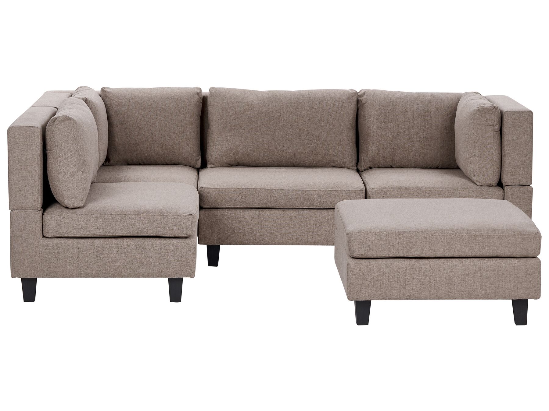 4 Seater Right Hand Modular Fabric Corner Sofa with Ottoman Brown UNSTAD_924913