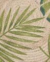 Round Area Rug Leaf Pattern ⌀ 140 cm Beige with Green BUGAY_793655