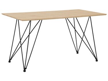 Dining Table 140 x 80 cm Light Wood with Black KENTON