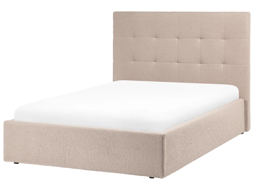 Ottoman Bed LORIENT Boucle Beige 120 x 200 cm (EU Small Double)_1062985