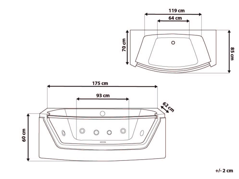 Corner Hot Tub with LED FUERTE 1750 x 850 mm White_717874