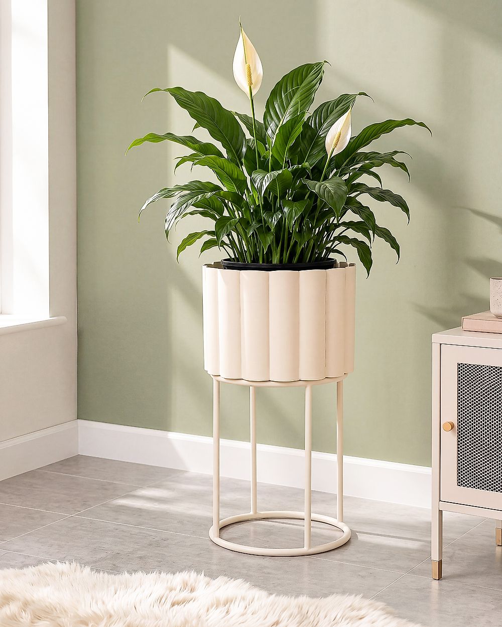 Květináč na stojanu GANTIANELLA 30 cm Kov Pastelově růžová