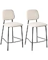 Set of 2 Bar Chairs DUETTE Velvet Light Beige