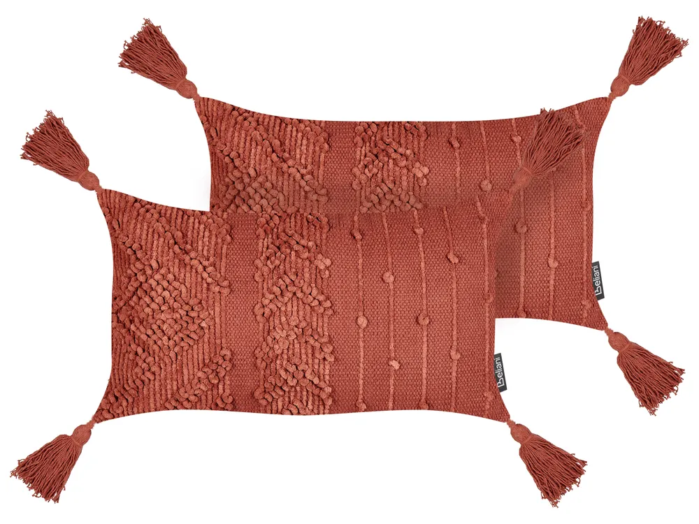 Set van 2 sierkussens VALVARIA 30 x 50 cm Katoen Rood chevron patroon_940190