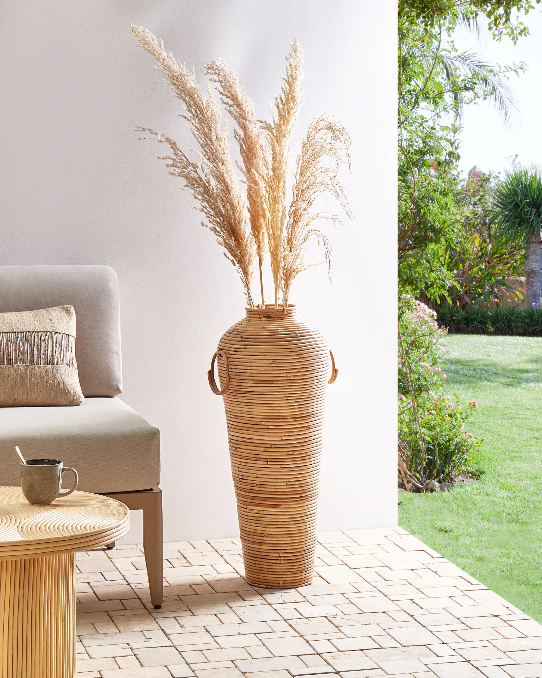 Wazon dekoracyjny ELATIA 70 cm Rattan Naturalny_926274