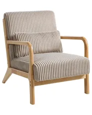 Poltrona SORSELE Velluto a coste Beige_1019390