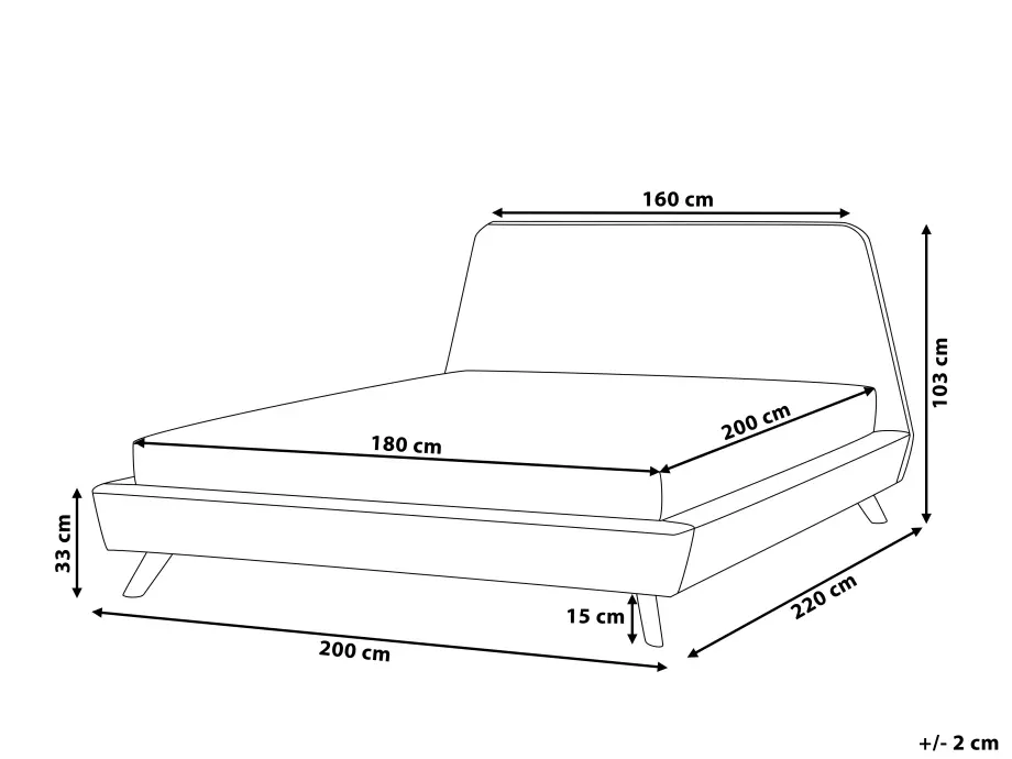 Bed Fabric VIENNE 180 x 200 cm (EU Super King) Grey_676000