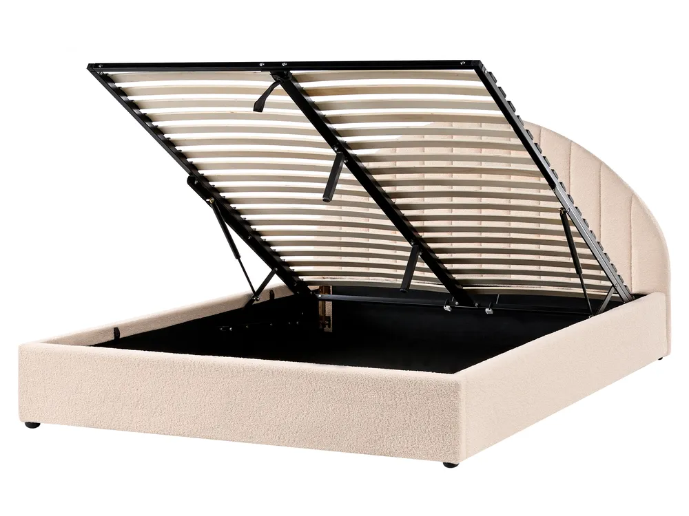 Ottoman Bed CHADENET Boucle Light Beige 160 x 200 cm (EU King Size)_1151078