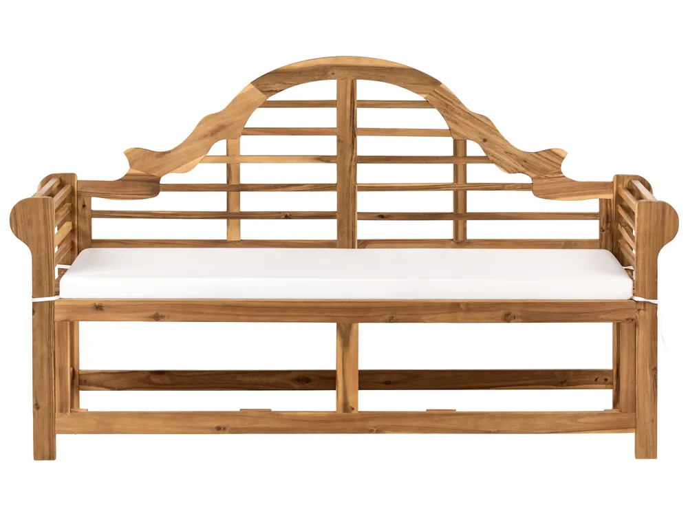 Garden Bench with Cushion MARLBORO 180 cm Acacia Wood Off-White