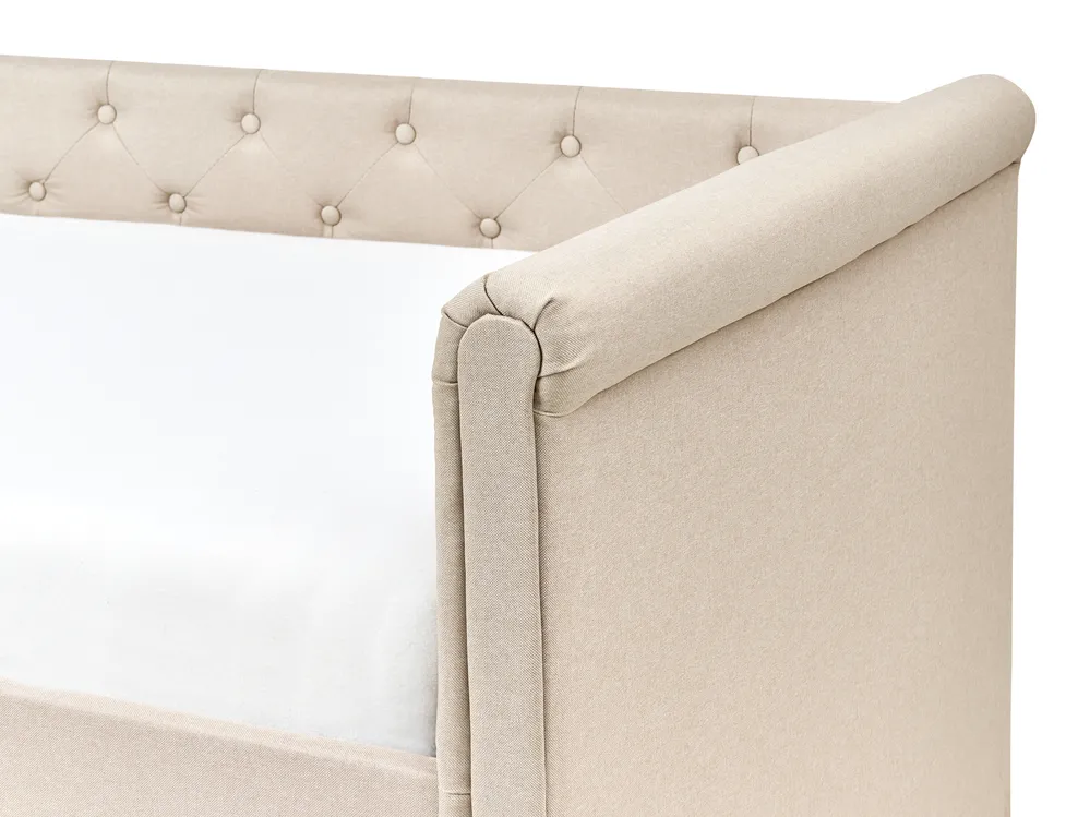 Lit gigogne Tissu LIBOURNE 90 x 200 cm Beige_1005971