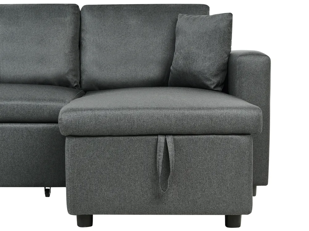 U-Shape Sofa Bed 5 Seater SOMMEN with Storage Fabric Dark Grey_987199