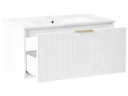 Wall Mounted Vanity Unit with Basin with Gold Handle TILCARA White_1006023