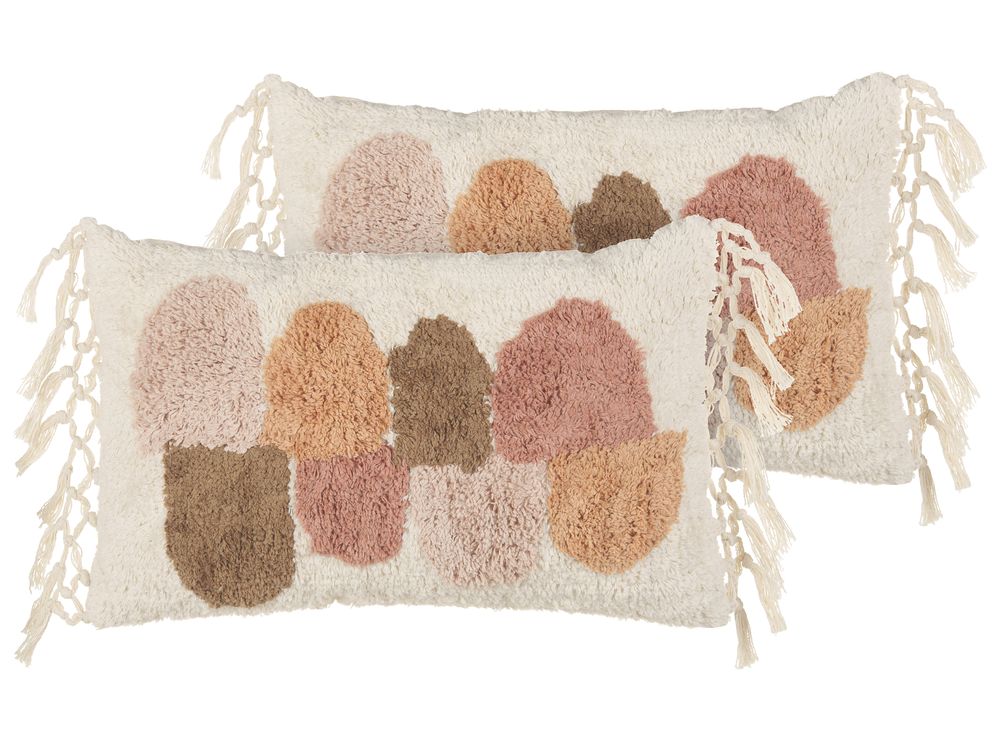 Dekokissen 2er Set CALTHA 30 x 50 cm Baumwolle Beige Abstraktes Muster
