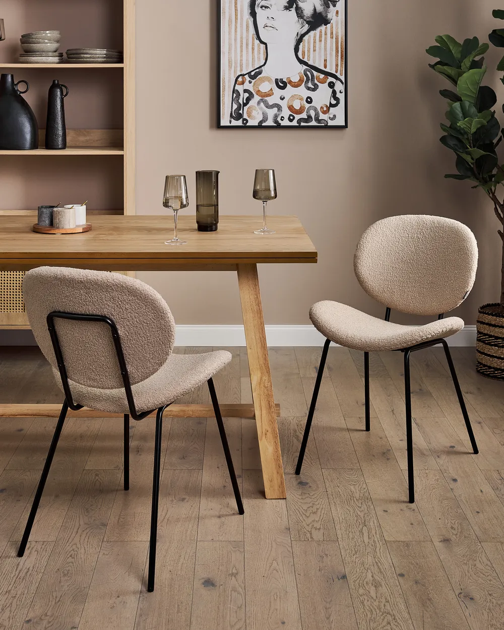 Ensemble 5 Pièces Paul Chêne Foncé 1 Table 4 Chaises MDF Métal Laqué Cuisine Ensemble Table Et Chaises Pour Salle à Manger - Maison