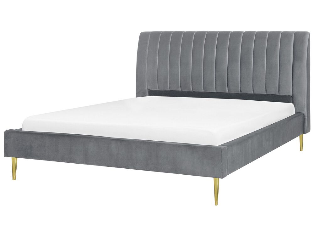 Bett mit Lattenrost Samtstoff MARVILLE 180 x 200 cm Grau