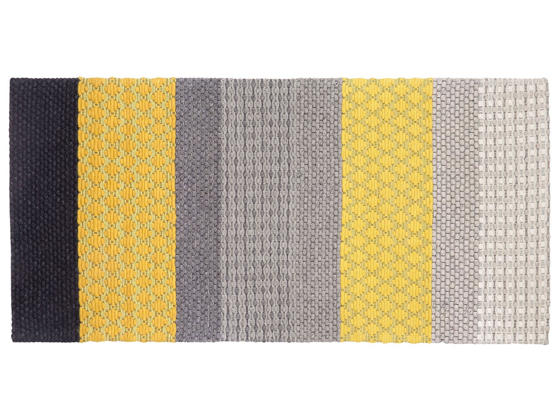 Teppich Wolle grau / gelb 80 x 150 cm Streifenmuster Kurzflor AKKAYA_750927