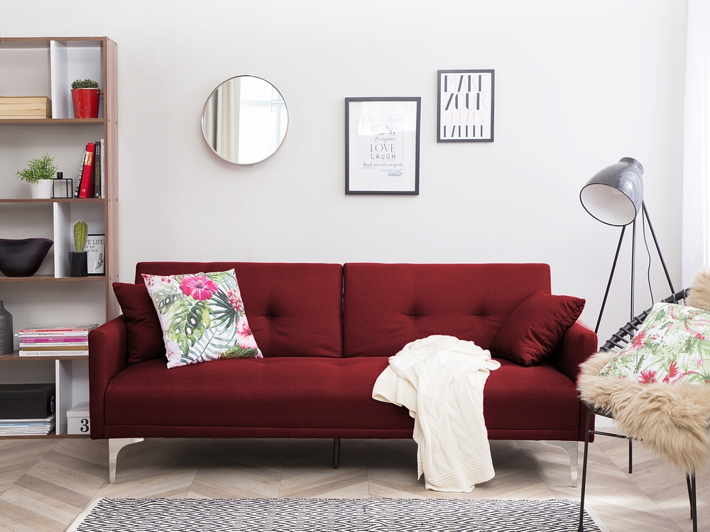 Sofa Bed LUCAN Dark Red Beliani.cz