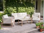 Garden Lounge Set with Table and Ottoman 5 Seater NOLA Metal Light Beige_998396