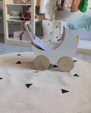 Kids Rug DURG Beige ø 140 cm Cotton_990319