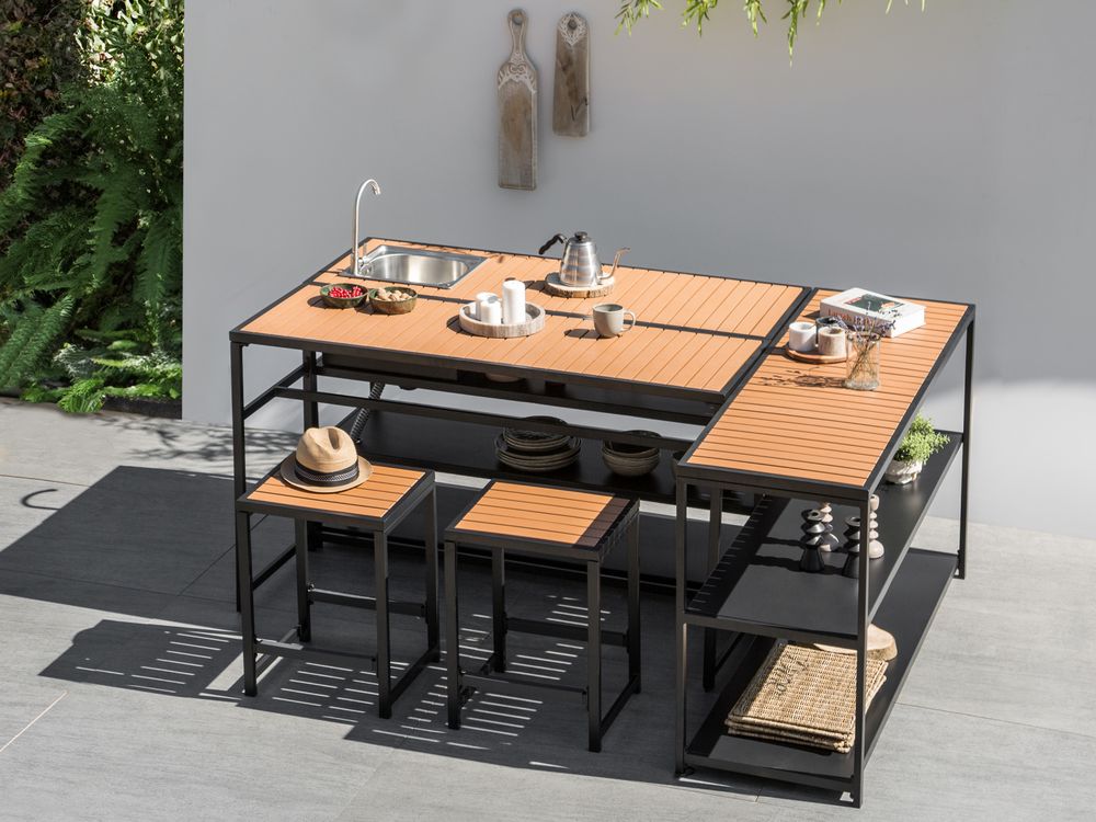 Ilot de cuisine extérieure AVETRANA Noir Métal