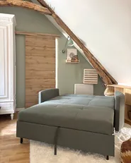 Sofa Bed 2 Seater HOVIN Fabric Green_1036827