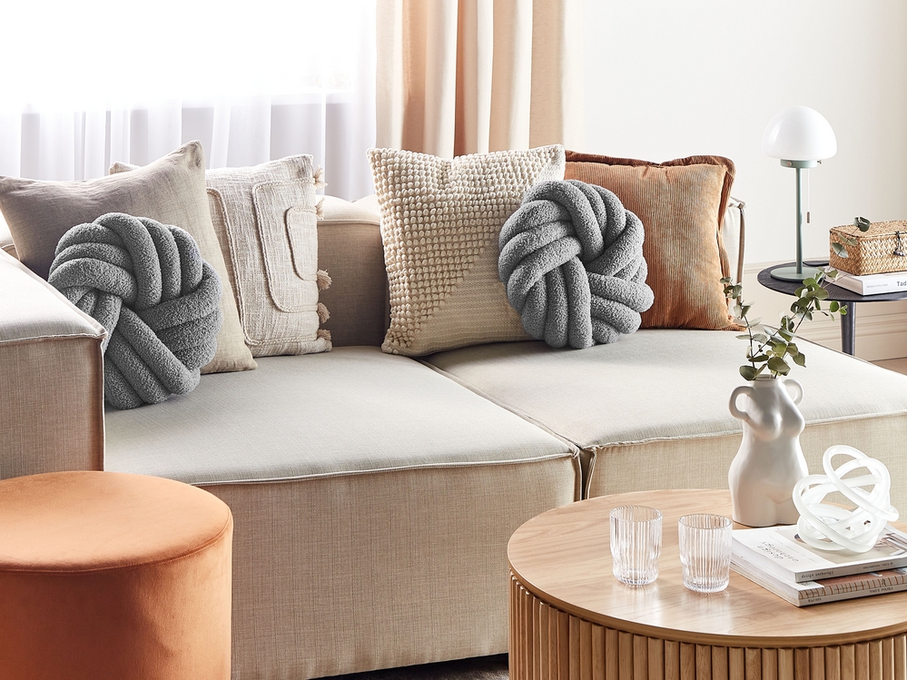 Grey knot pillow outlet