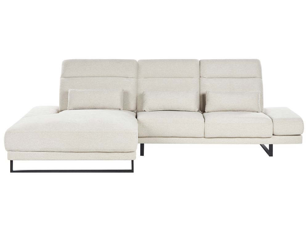 Ecksofa 3-Sitzer DOLVA Cord Cremeweiß linksseitig | Beliani.at