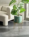 Elevated Plant Pot KALANDRA 29 cm Metal Dark Green