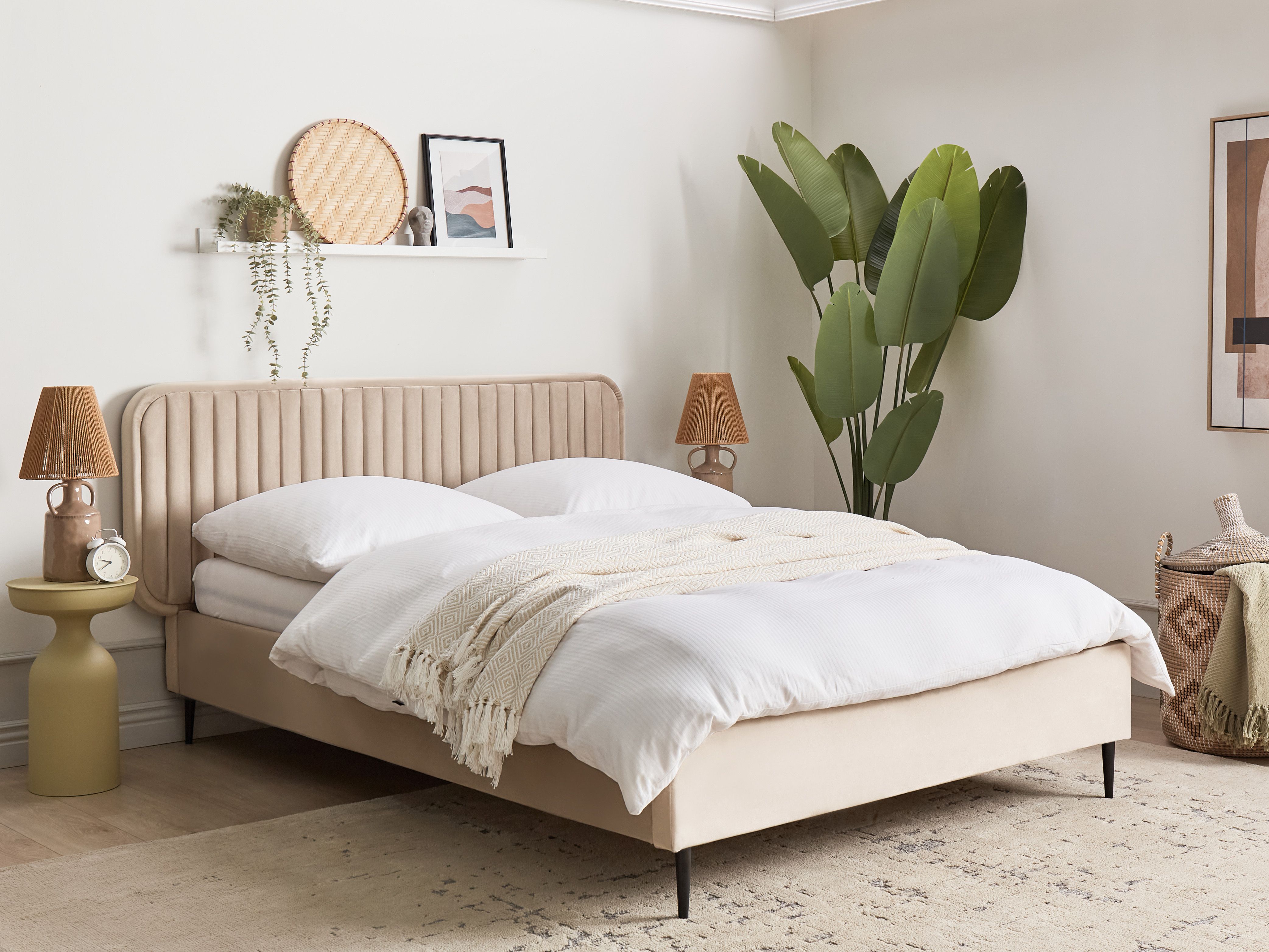 Bett mit Lattenrost Samtstoff BRIN 140 x 200 cm Taupe_1123419